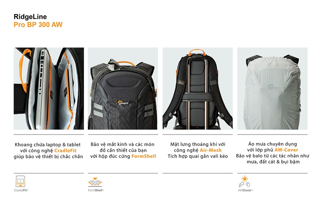 Balo đa năng Lowepro Ridgeline Pro BP 300 AW - LP36987 / LP36989