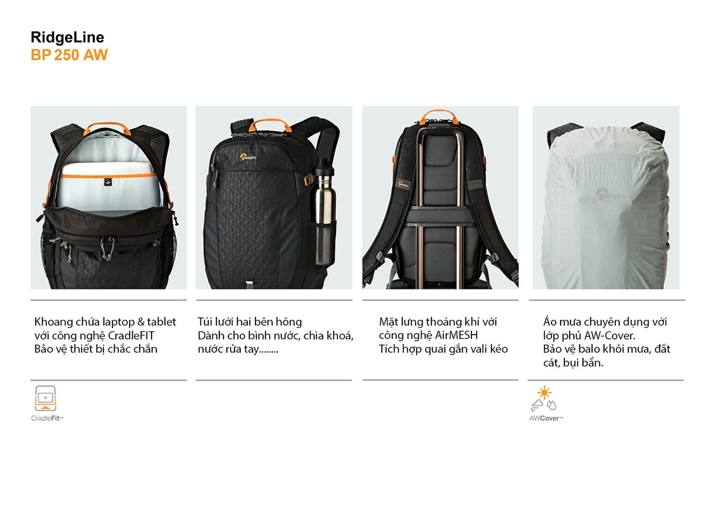 Balo đa năng Lowepro Ridgeline BP 250 AW - LP36984 / LP36986