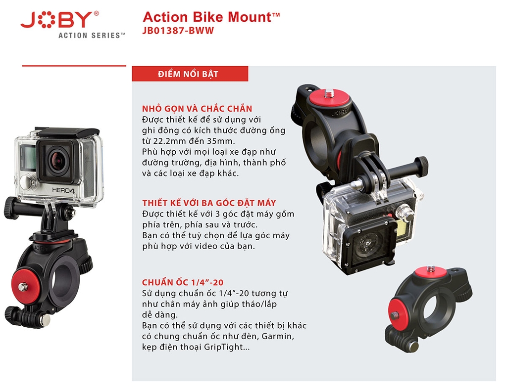 Đế kẹp gắn camera JOBY Action Bike Mount - JB01387