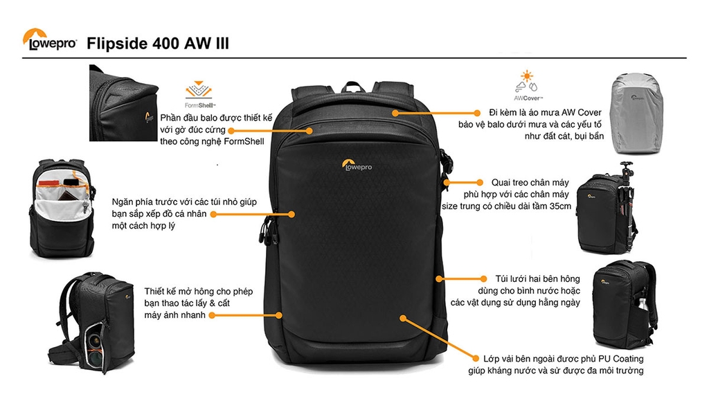 Balo đựng máy ảnh Lowepro Flipside 400 AW III - LP37352 / LP37353