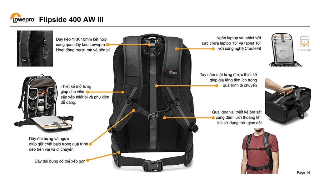 Balo đựng máy ảnh Lowepro Flipside 400 AW III - LP37352 / LP37353