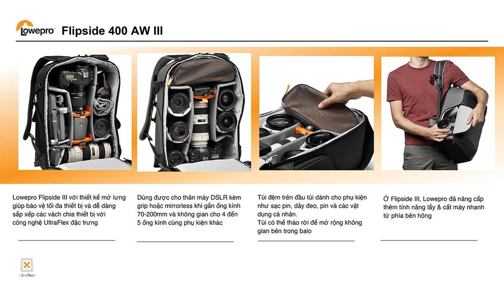 Balo đựng máy ảnh Lowepro Flipside 400 AW III - LP37352 / LP37353