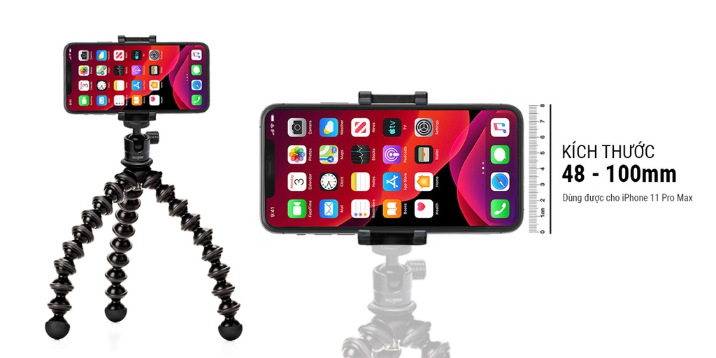 Combo Chân Joby GorillaPod Stand + GripTight MOUNT PRO + Đế kẹp điện thoại +  Đầu bi - JB01328+JB01468+MH2N+S2