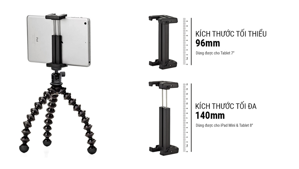 Combo Chân Joby GorillaPod Stand + GripTight MOUNT PRO + Đế kẹp điện thoại +  Đầu bi - JB01328+JB01468+MH2N+S2