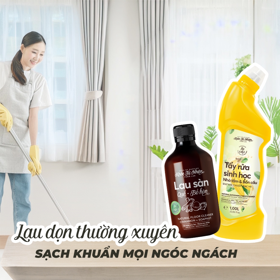 Tẩy rửa sinh học Nhà tắm & Bồn cầu Enzyme Chuối – Bạc hà 1L