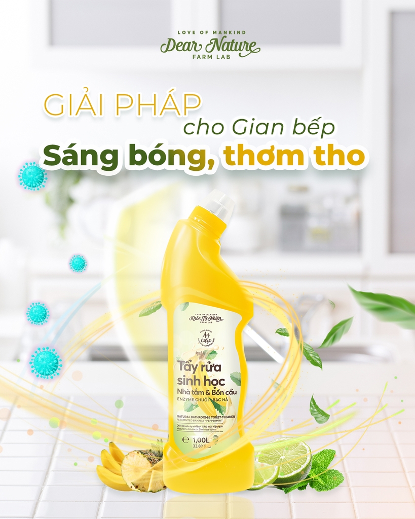 Tẩy rửa sinh học Nhà tắm & Bồn cầu Enzyme Chuối – Bạc hà 1L