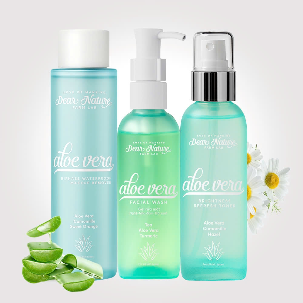 Bộ chăm sóc da chuyên sâu chiết xuất nha đam, hoa cúc Aloe Vera Dear Nature