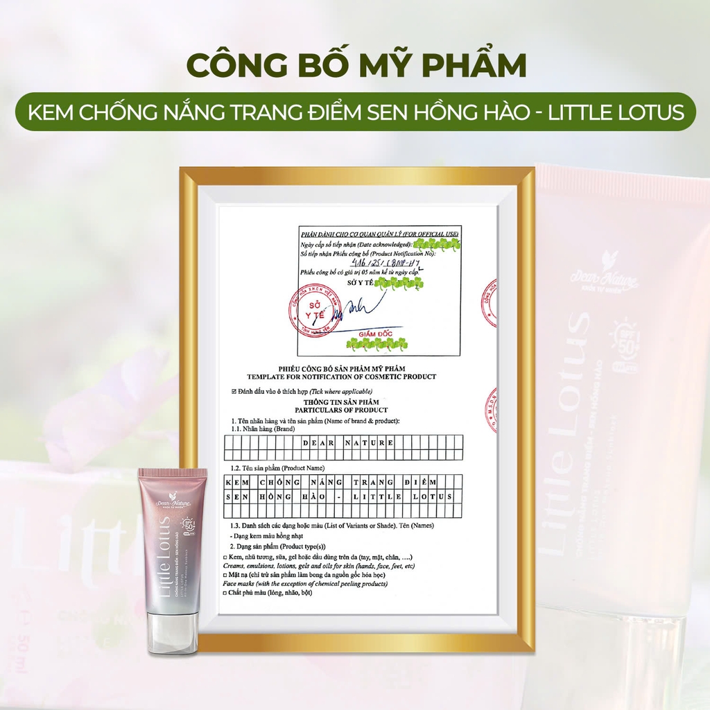 Kem chống nắng trang điểm sen hồng hào LITTLE LOTUS - 50ml