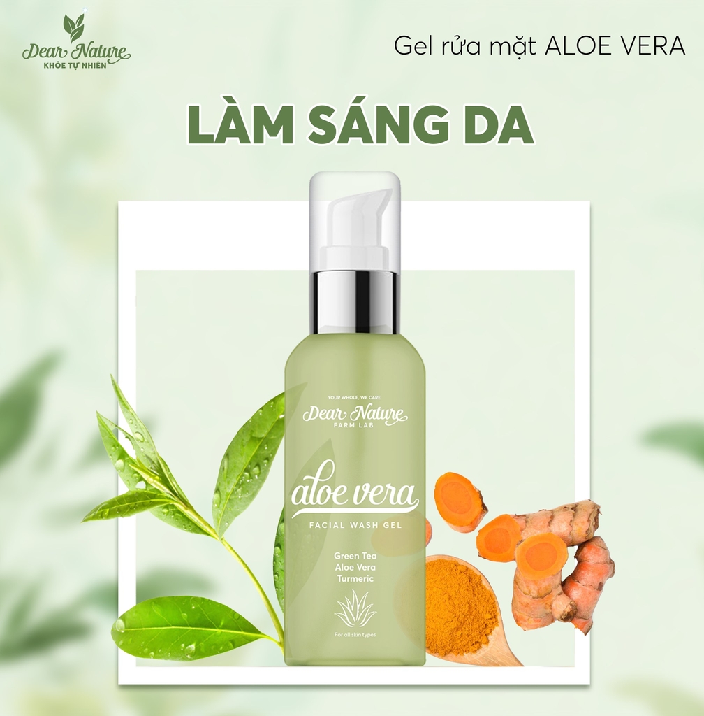 Gel rửa mặt Nghệ - Nha đam - Trà xanh Aloe Vera Facial Wash