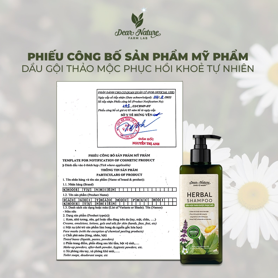Dầu gội thảo mộc phục hồi Khoẻ Tự Nhiên Herbal Shapoo
