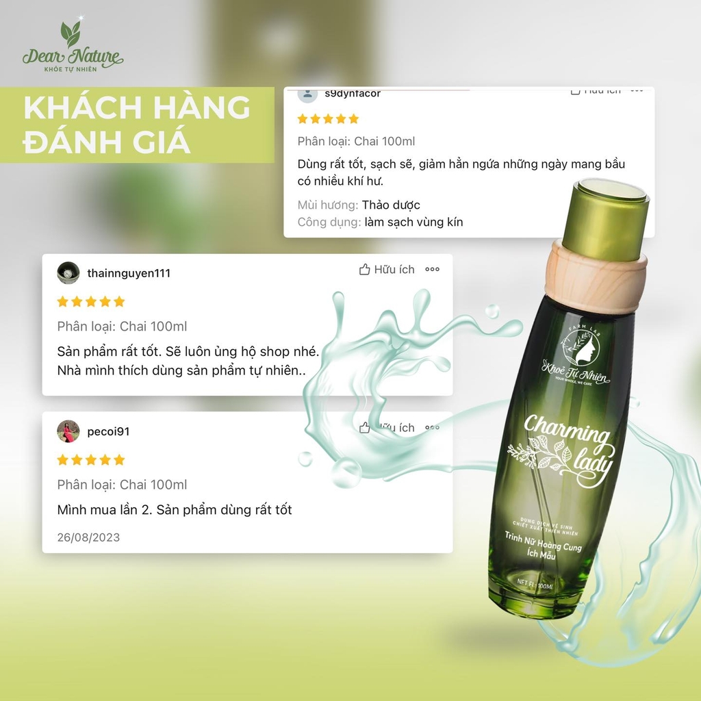 Dung dịch vệ sinh Charming Lady Khoẻ Tự Nhiên 100ml