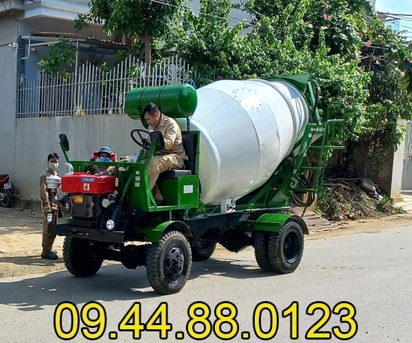 Bồn trộn bê tông 3m3 gắn xe công nông