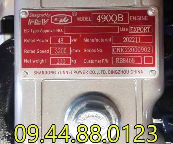 Động cơ Diesel 48KW 490QB