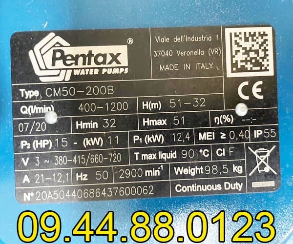 Máy bơm công nghiệp Pentax CM50-250B 18.5KW/25HP