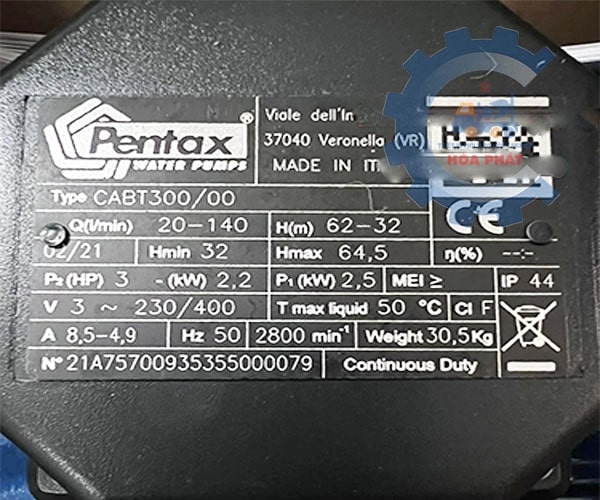 Máy bơm dân dụng Pentax CABT300 2.2KW/3HP