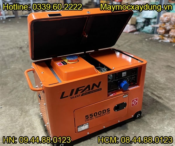 Máy phát điện chạy dầu LiFan 5500DS 4.5KW cách âm đề nổ