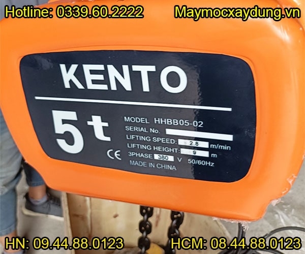 Pa lăng xích điện cố định Kento 5 tấn 6m HHBB05-02 380V