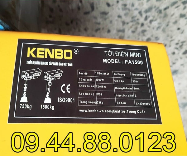 Tời điện mini Kenbo PA1500 12m