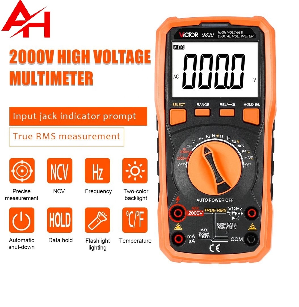 Đồng hồ vạn năng điện áp cao VICTOR 9820 (2000VAC/DC, TrueRMS)