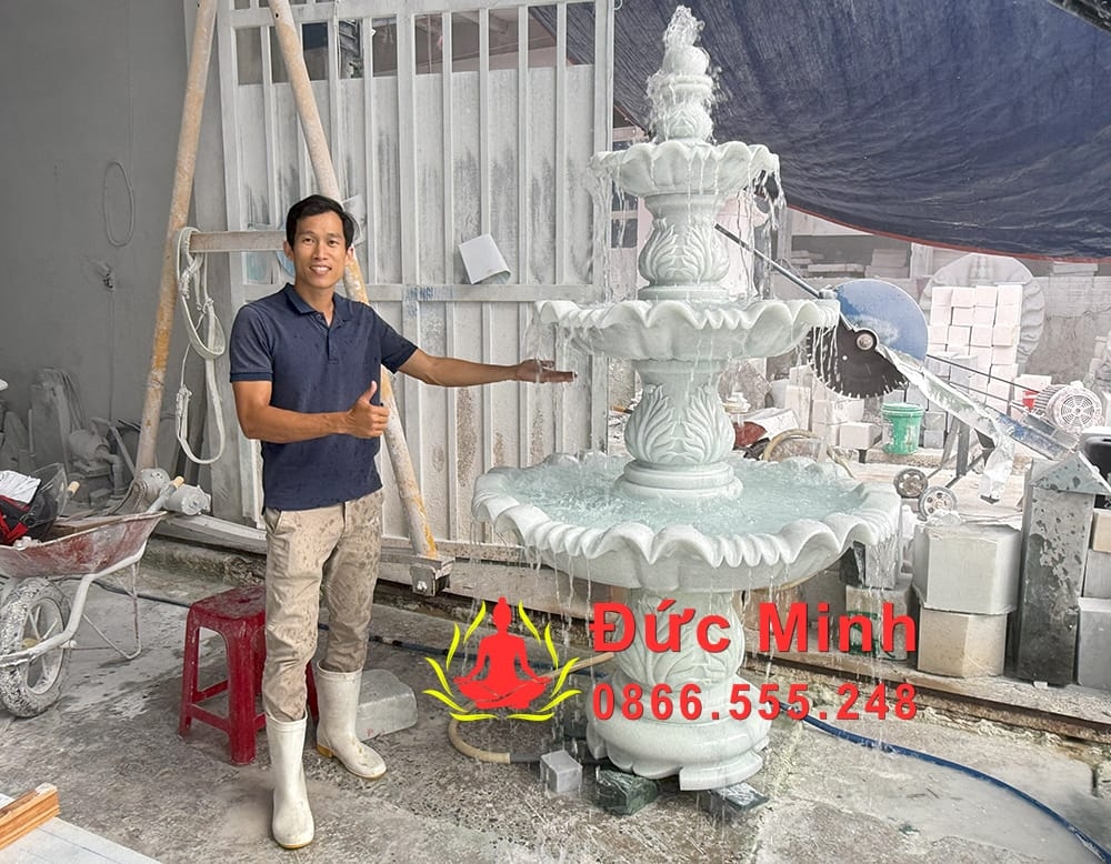 Đài Phun Nước Đá Trắng Phong Thủy Đẹp Tại Hà Nội