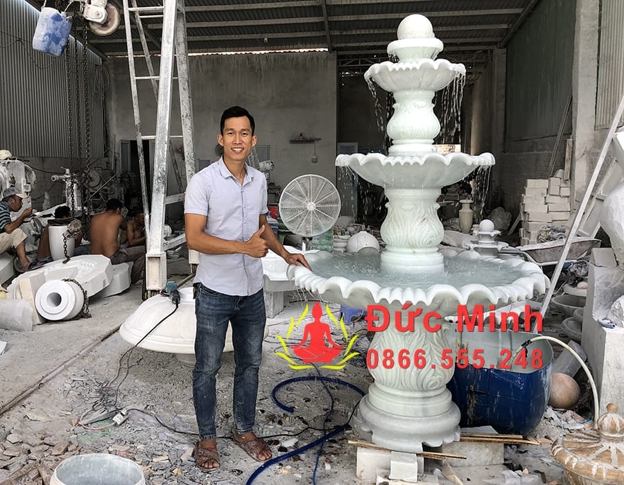 Đài Phun Nước Đá Phong Thủy Luân Hồi 3 Tầng