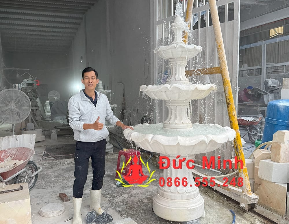 Đài Phun Nước Đá 3 Tầng Đẹp Để Sân Vườn