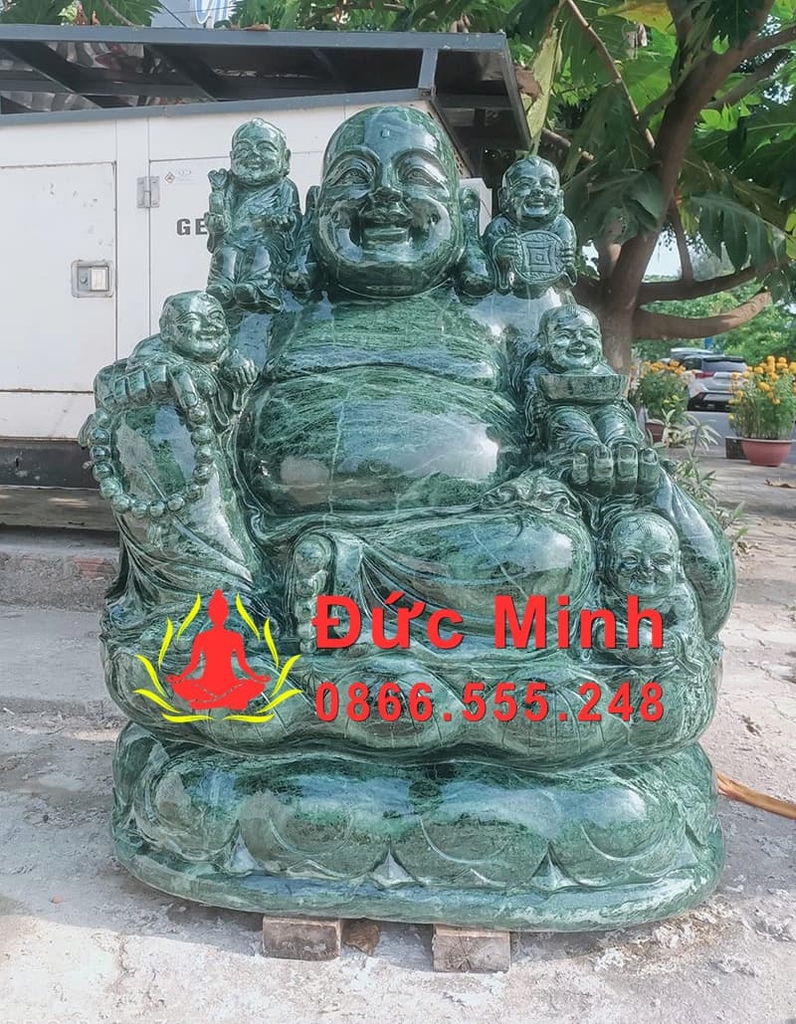 Tượng Di Lặc Ngũ Phúc Đá Xanh Napilo Ấn Độ