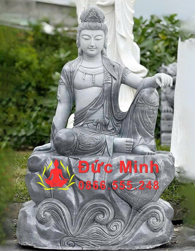 Tượng Quan Âm Tự Tại Đá Xám Đẹp