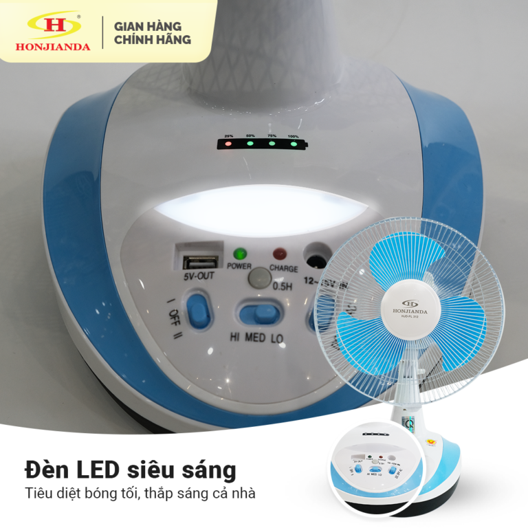 QUẠT VÀ ĐÈN SẠC FL 312 – Loại 2 bình