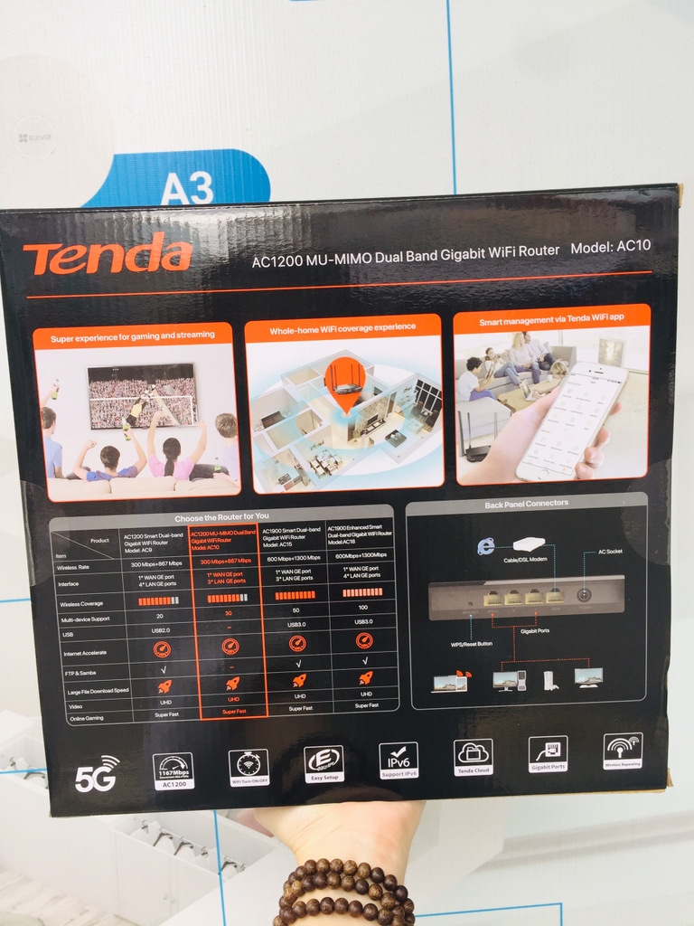 Router – Thiết Bị Thu phát sóng Wifi Tenda AC10 |  Băng tần kép