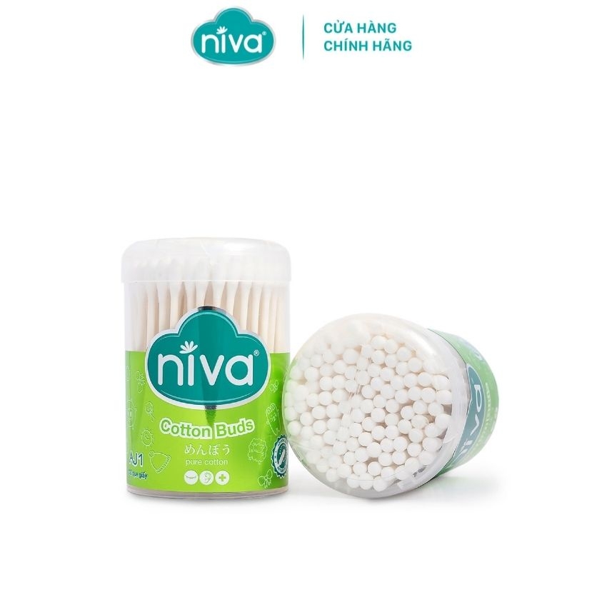 Combo 3 Tăm Bông Niva Hũ 100 Que Thân Giấy AJ1 Đa Năng Chuyên Dùng Ngoáy Tai, Trang Điểm, Thân Thiện Môi Trường