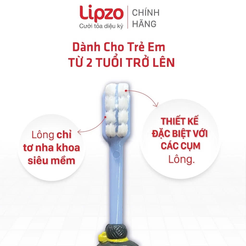 Bàn Chải Đánh Răng Trẻ Em Lipzo Kids S3 Mẫu Mới Lông Chỉ Tơ Nha Khoa Dành Cho Bé Từ 2 Tuổi