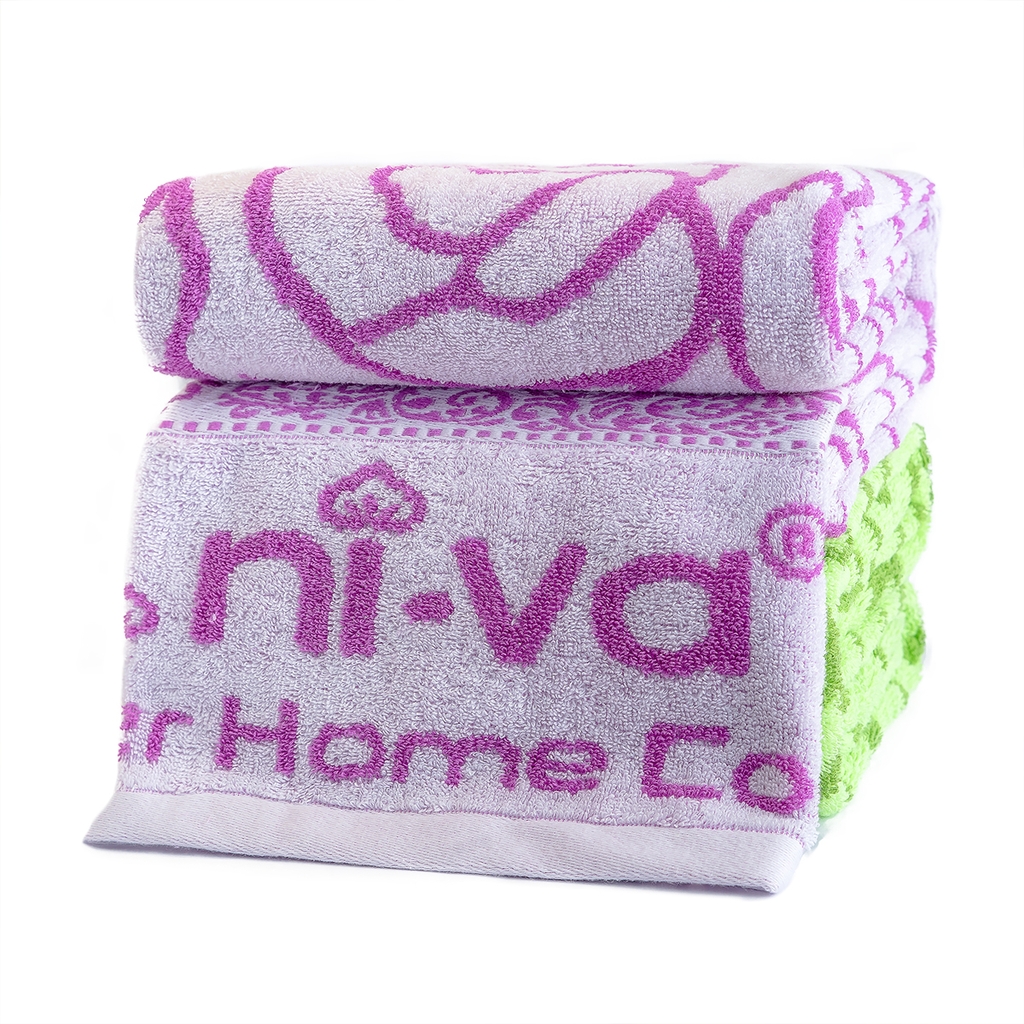 Combo 2 Khăn Tắm Cotton Tự Nhiên 100% NIVA Bp3 Mềm Mịn Thấm Hút Tốt, An Toàn Cho Da, Hoa Văn Kích Thước 690x1390 mm