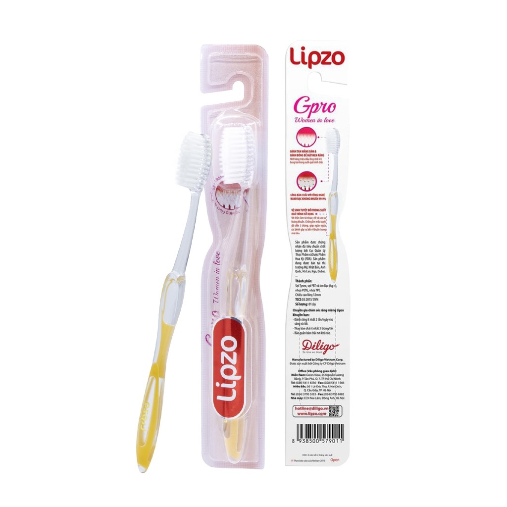 Bàn Chải Đánh Răng Lipzo Gpro Phù Hợp Nữ Giới Công Nghệ Nano Kháng Khuẩn Lông Nở Kết Hợp Chỉ Tơ Nha Khoa Siêu Mềm Mảnh
