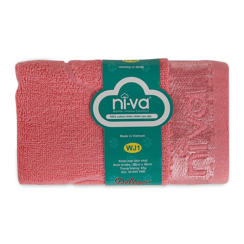 Khăn Mặt 100% Cotton Tự Nhiên Niva WJ1 Mềm Mịn Thấm Nước An Toàn Cho Da Họa Tiết Trơn Kích Thước 28x48 cm