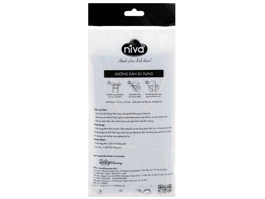 Combo 10 Khẩu Trang Y Tế 3 Lớp Niva Gói 10 Cái Kháng Khuẩn, Ngăn Khói Bụi, Vi Khuẩn Hàng Chính Hãng