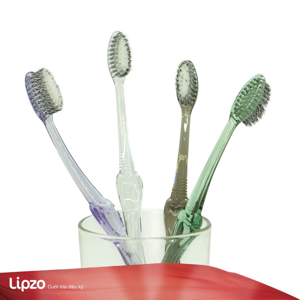 Combo 3 Bàn Chải Đánh Răng Lipzo Áo Dài Cỡ Lớn Dành Cho Người Lớn Công Nghệ Chỉ Tơ Xoắn Kép Kháng Khuẩn Siêu Mảnh