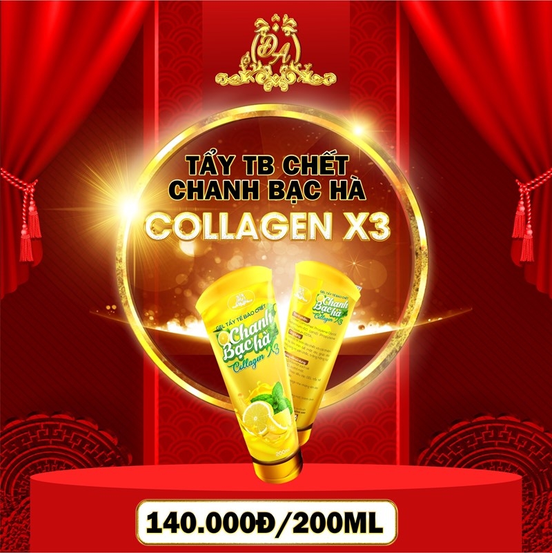 Gel Tẩy Tế Bào Chết Chanh & Bạc Hà Collagen X3