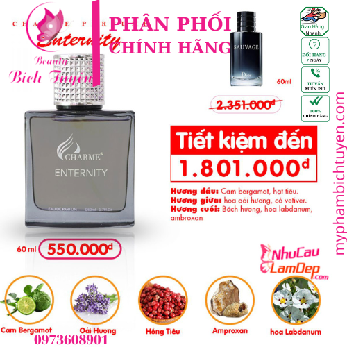 NƯỚC HOA NAM CHARME ENTERNITY 60ML