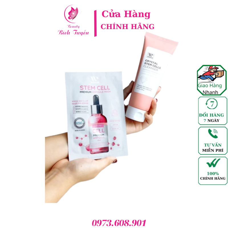 Mặt nạ tế bào gốc dưỡng trắng da cao cấp Wskin Stem Cells (1miếng)