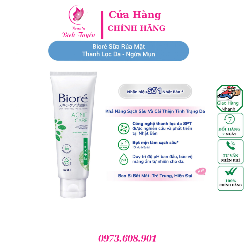 Sữa rửa mặt BIORE Thanh Lọc Da – Ngừa Mụn 100g