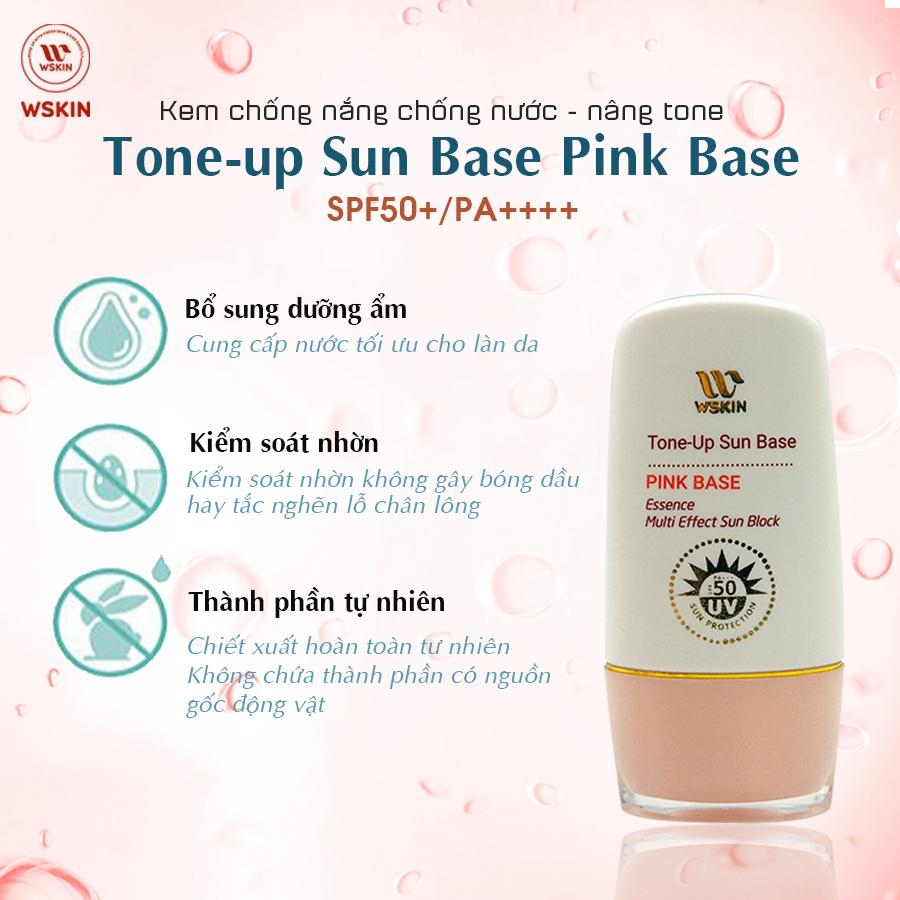 Kem Chống Nắng Lót Makeup WSKIN Sun Base Pink Base SPF50+ PA++++