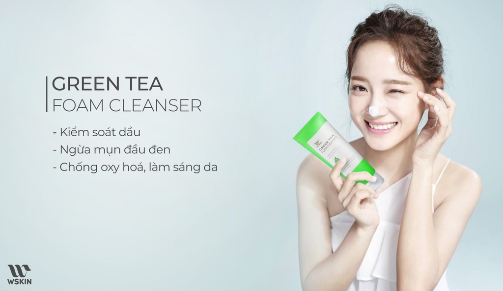 Sữa rửa mặt trà xanh WSKIN Green Tea Foam Cleanser