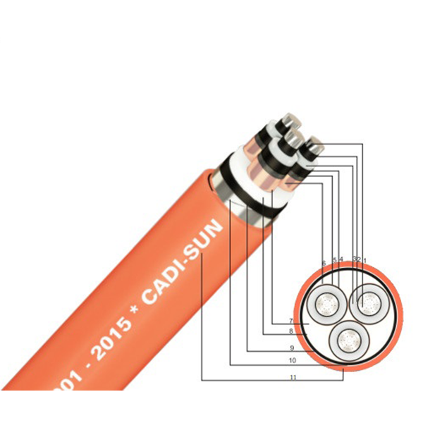 Cadisun Cáp ngầm trung thế ruột đồng 3 lõi Cu/XLPE/CTS/PVC/DSTA/PVC-W 3x (20/35/40.5kV)