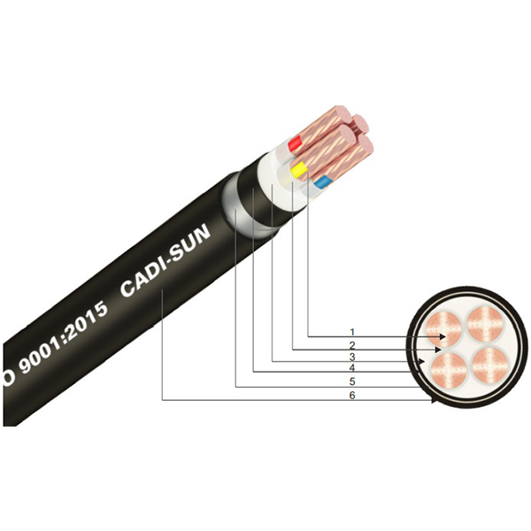Cadisun Cáp ngầm 4 ruột Cu/XLPE/PVC/DSTA/PVC (0.6/1kV)