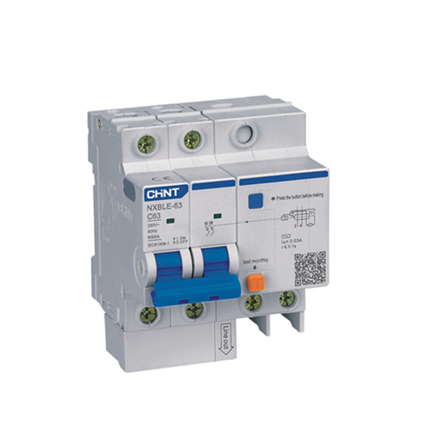 NXBLE-32/63 2P Cầu dao chống giật kết hợp bảo vệ quá tải Chint 6kA RCBO