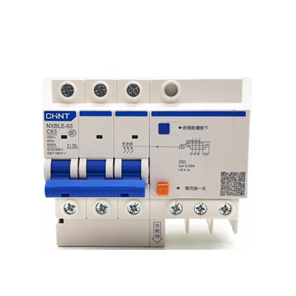 NXBLE-32/63 3P Cầu dao chống giật kết hợp bảo vệ quá tải Chint 6kA RCBO