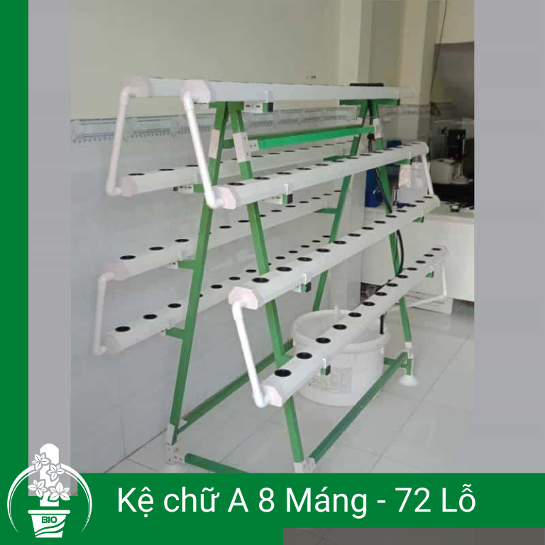 Giàn Thủy Canh Hồi Lưu 1/2 Chữ A 4 tầng máng đôi 3m