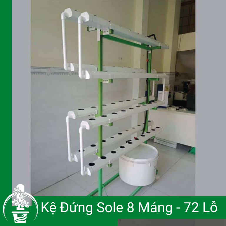 Giàn Trồng Rau Sân Thượng Đứng SOLE áp tường 8 máng 4m