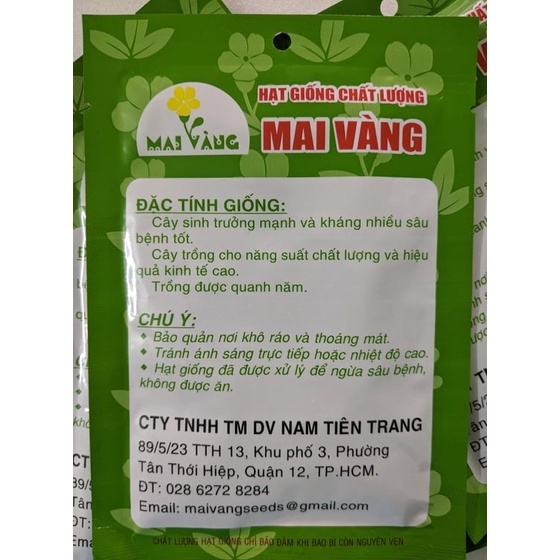 Hạt giống cải bó xôi 5g